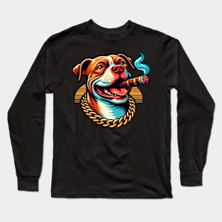 The Dog Life Pitbull Cigar Long Sleeve T-Shirt